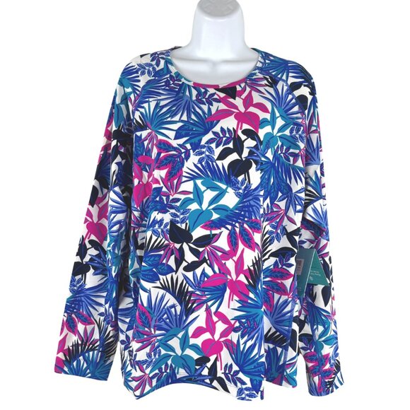 Coolibar Hightide Long Sleeve Swim Shirt 3X Leaf Print Colorful NWT TP-3461 - Picture 1 of 11